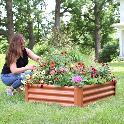Brown Powder-Coated Steel Raised Garden Bed Kit