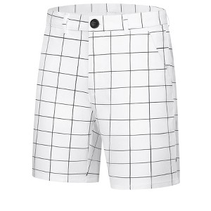 Lars Amadeus Men's Summer Slim Fit Flat Front Plaid Dress Shorts - 1 of 4