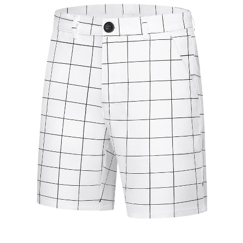 Mens NEW $65 Nike Dri-Fit Plaid Casual Golf Shorts popular Size 32 Gray White Flat Front