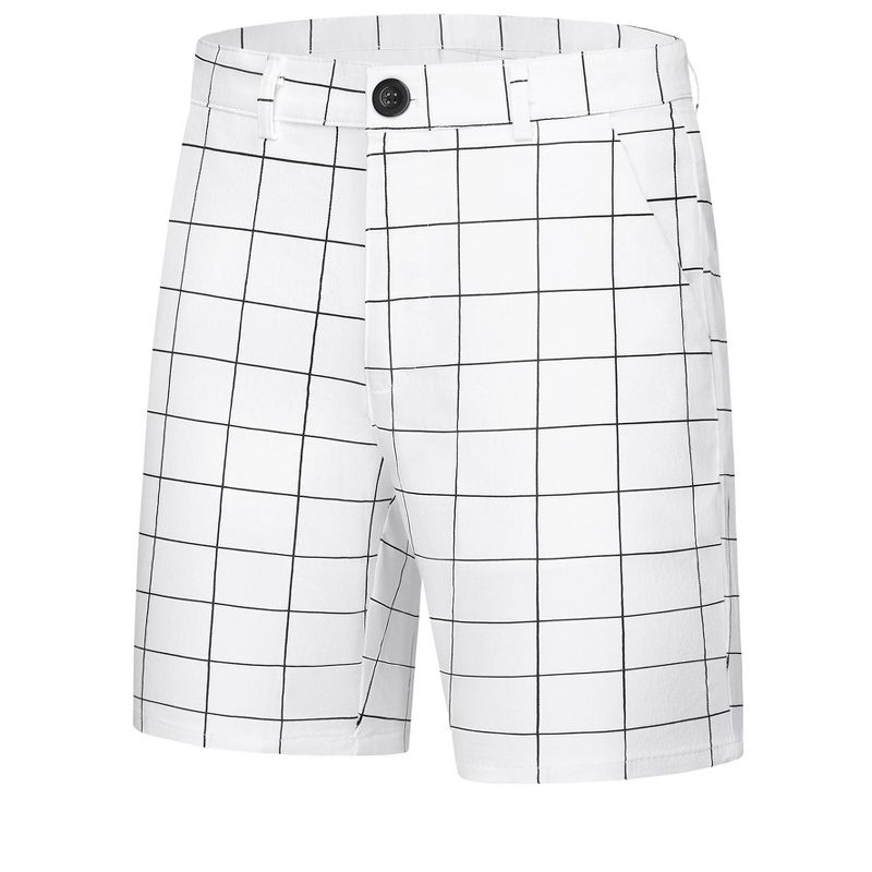 Lars Amadeus Men's Summer Plaid Shorts Slim Fit Flat Front Dress Shorts, 1 of 7