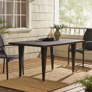 Outdoor Patio Table Waterproof Made of Woven Wicker for 8 People, Christopher Knight Home Dinning Table - 1 of 4