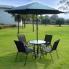 VINGLI Patio Table with Umbrella Hole, 32" Outdoor Dining Table Steel Tempered Glass Patio Tables Round Outdoor Tables for Balcony Garden Deck - 2 of 4