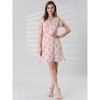 Allegra K Women's Ruffle Neck Short Sleeve A-Line Flowy Chiffon Floral Dress - 3 of 4