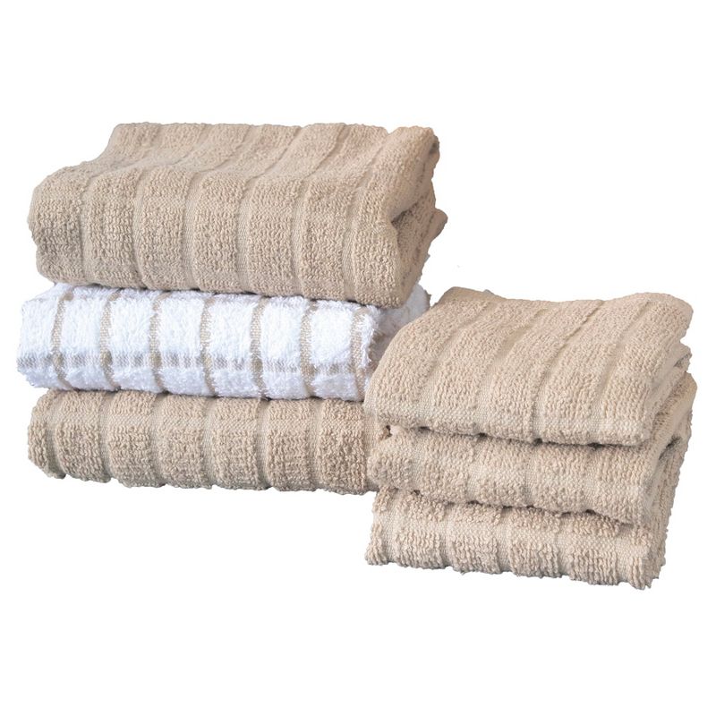 John Ritzenthaler Co. Terry Kitchen Towel and Dish Cloth, Set of 3 Towels and 3 Dish Cloths, 1 of 2