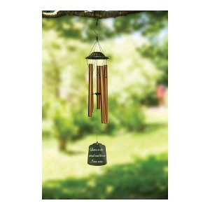 Manual Woodworkers and Weavers Inspirational Bronze Ring Wind Chime with “Listen to the Wind” Message and Elegant Outdoor Design - 1 of 3