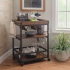 Austin Industrial Metal/Wood Kitchen Cart 3 Shelfs Bottle & Glass Racks Storage on Wheels - Linon - 2 of 4