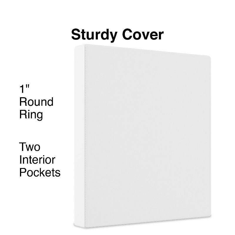 Staples 1" Simply View Binders with Round Rings White 12/Pack 23735/21684, 3 of 9