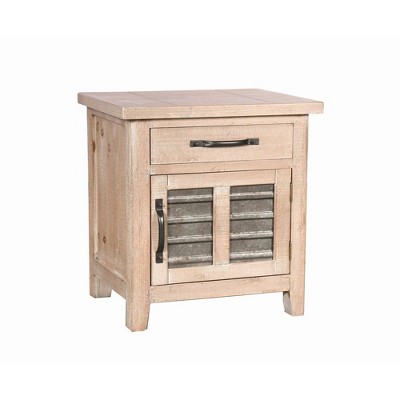 Farmhouse Storage Accent Cabinet with Drawer and Metal Insert Door Small Brown - The Urban Port