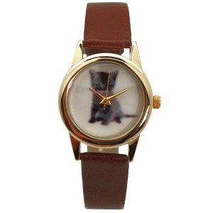 Olivia Pratt Cat and Dog Face Faux Leather Band Women Watch - 1 of 3