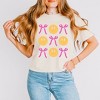 Simply Sage Market Women's Bows and Smiley Coquette Chart Short Sleeve Relaxed Fit Cropped Graphic Tee - S - Ivory - 2 of 3