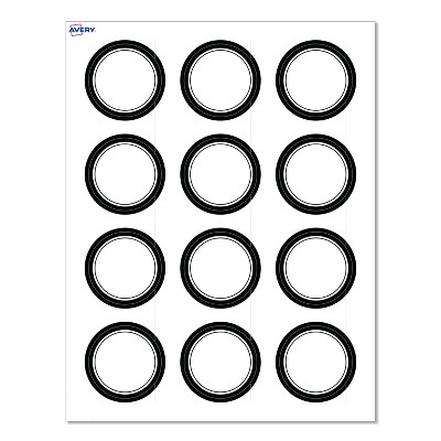 Avery® Labels, 2" Diameter, Double Black Border, Matte White, 120ct