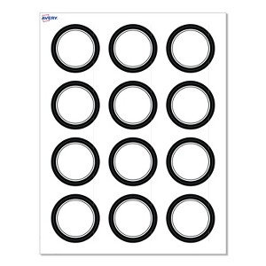 Avery® Labels, 2" Diameter, Double Black Border, Matte White, 120ct - 1 of 4