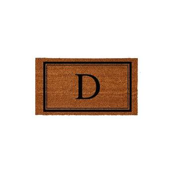 Evergreen Monogram Indoor Outdoor 100% Natural Coir Doormat 28" x 16" |  Letter  "D"