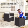 Folding Wicker Bistro Set, 3 Piece Patio Furniture Set with Cushions and Glass Coffee Table for Porch, Balcony - 4 of 4