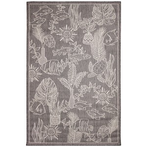 Liora Manne Carmel  Indoor/Outdoor Rug  Black.. - 1 of 4