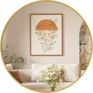 Round Wall Mirror for Bathroom Over Sink, Vanity and Entryway Decor - 1 of 4
