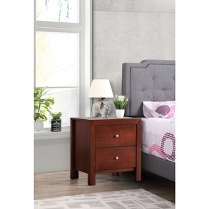 HomeStock Cherry Nightstand 25x22x17 with Two Drawers, Compact Bedside Table for Bedroom Storage and Warm Stylish Finish Accent - 1 of 4