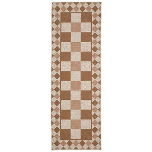 Washable Geometric Living Room Rugs, Checkered Print Soft Non Slip Bedroom Carpet, Stain Resistant Floor Cover for Dining Room Kitchen - 1 of 4