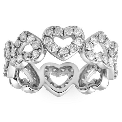 Pompeii3 1 1/2Ct Diamond Heart Shaped Eternity Ring in White, Yellow, or Rose Gold