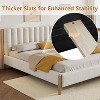 APRILSOUL Bed Frame with Boucle Upholstered Thick Headboard, Solid Wooden Legs, White - 3 of 4
