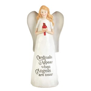 Dicksons Cardinal Birds Appear Angel Near Red 6 inch Resin Table Top Figurine - 1 of 1