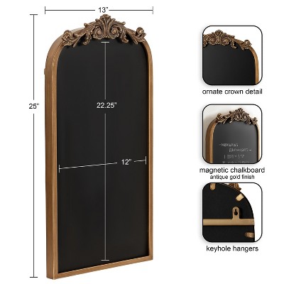 Gold Ornate Magnetic Chalkboard with Decorative Frame, 13 x 25