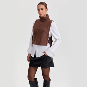 Women's Side-Tie Sweater Knit Vest - A New Day™ Brown - 1 of 4