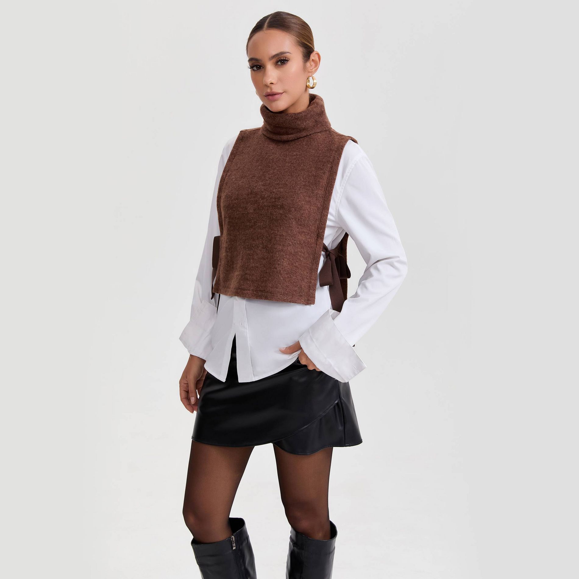 Women's Side-Tie Sweater Knit Vest - A New Day™ Brown