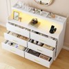 WOWLIVE 6 Drawer Dresser with 2-Tier Open Shelf, Wooden Dresser with Power Outlet & LED Lights, Chest of Drawers Dresser for Bedroom - 2 of 4