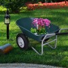 Costway 2 Tire Wheelbarrow Cart Heavy-duty Dolly Utility Cart Green - 2 of 4