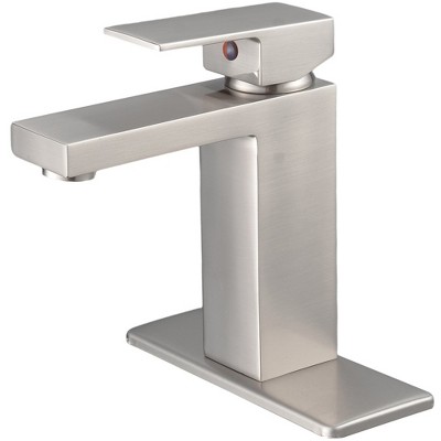 BWE Single Handle Single Hole Low-Arc Bathroom Faucet with Supply Line