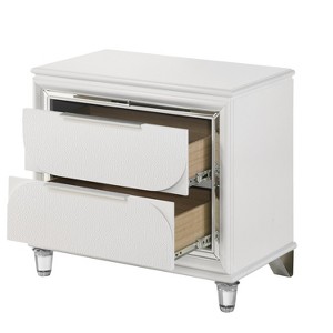 Gulches Nightstand, 29 Inch High in White Finish, Equipped with 2 Drawers and Wooden Legs - 1 of 4