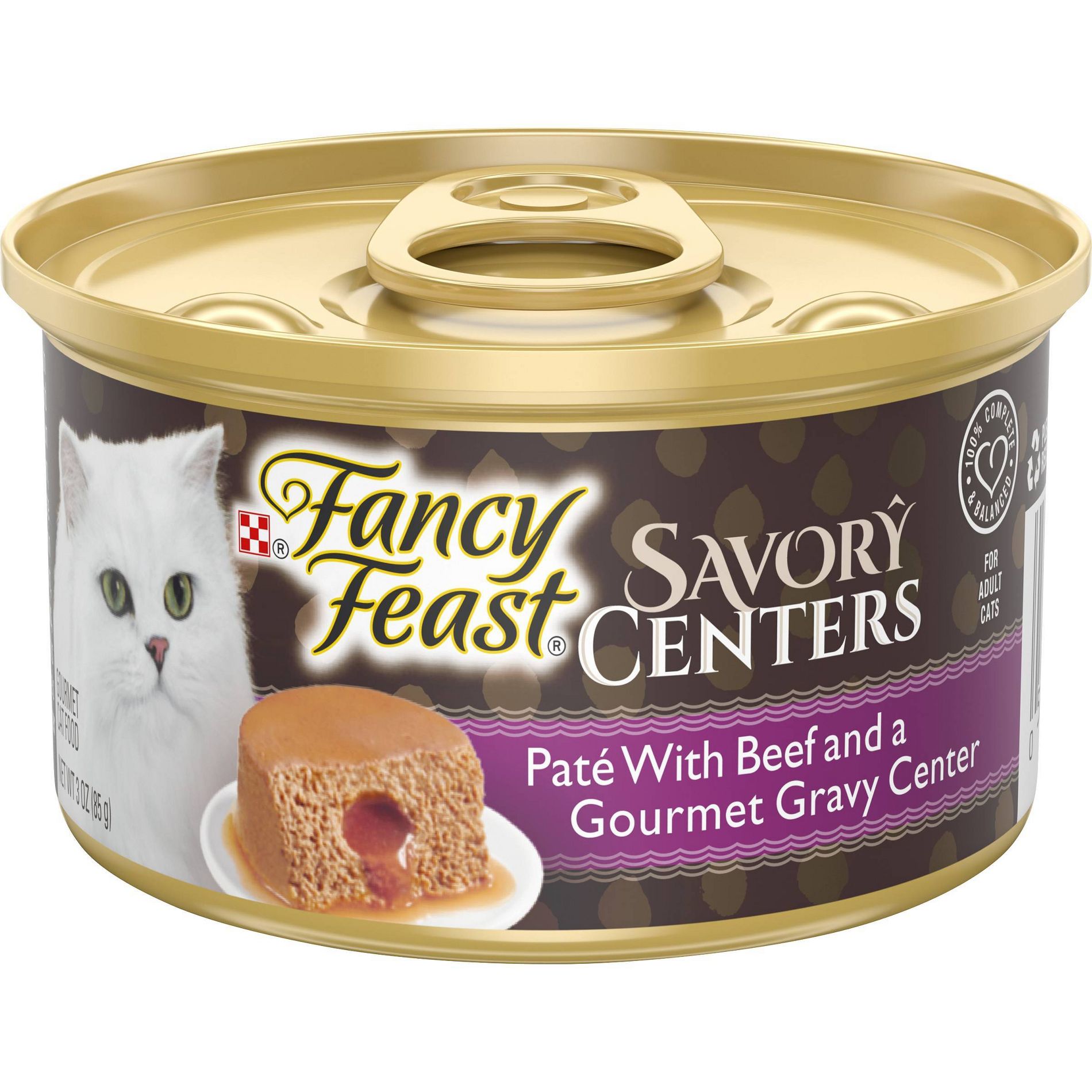 Purina Fancy Feast Savory Centers Paté Gourmet Wet Cat Food with Beef and a Gourmet Gravy Center - 3oz
