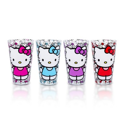 Silver Buffalo Sanrio Hello Kitty Colorful Outfits 16-Ounce Pint Glasses | Set of 4
