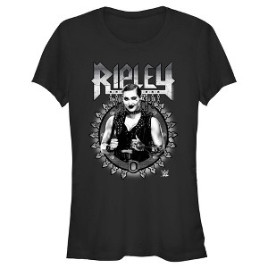 Juniors Womens WWE Ripley Black and White Photo T-Shirt - 1 of 4