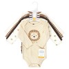 Hudson Baby Infant Boy Cotton Long-Sleeve Bodysuits, Brave Lion 5 Pack - image 2 of 4