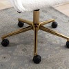 Modern Velvet Fabric Material Adjustable Height 360 Revolving Home Office Chair With Gold Metal Legs And Universal Wheels For Indoor,Yellow - 3 of 4