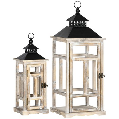 Stonebriar Indoor and Outdoor 10 Vintage Metal and Glass Candle Lantern,  Off-White 