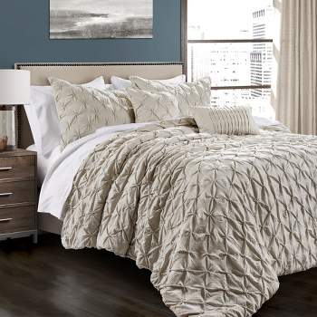 Home Boutique Ravello Pintuck Comforter - Wheat - 5 Piece Bedding Set - King
