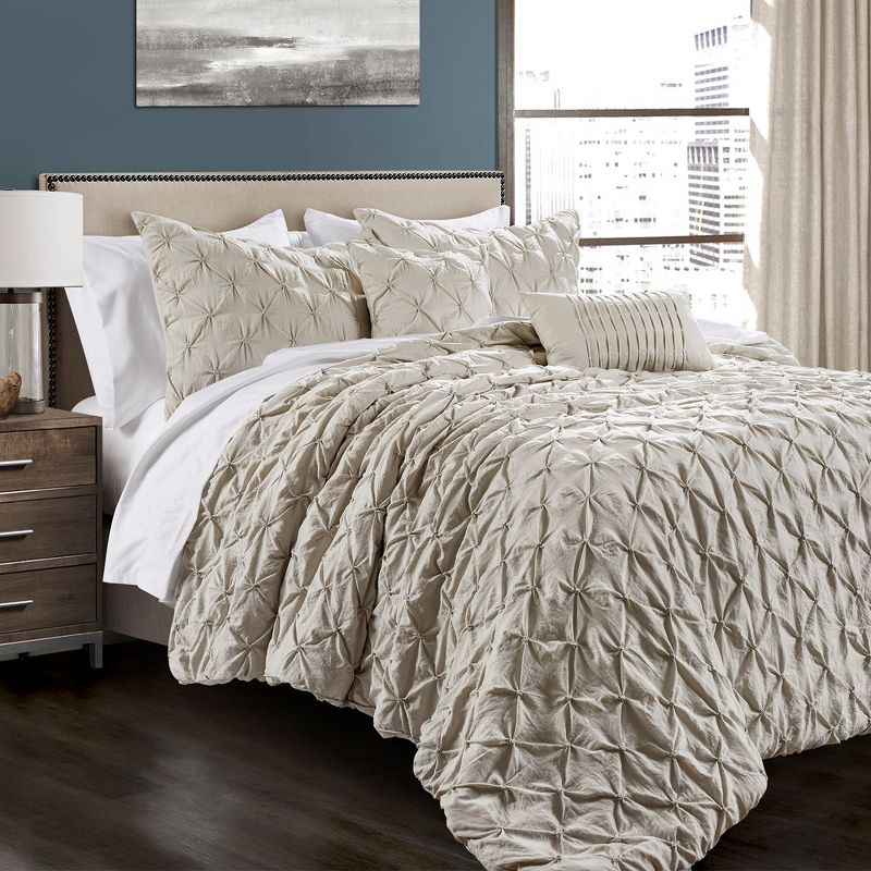 Home Boutique Ravello Pintuck Comforter - Wheat - 5 Piece Bedding Set - Full / Queen, 1 of 2