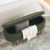 FURNIinspire Ottomans And Benches Elegant Ottoman Oval Storage Bench With Rubber Wood Legs, Covered With Foam Material, Green
, 46.06"*17.72"*16.34" - 2 of 4
