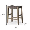 HomeRoots 26" Stone and Gray Faux Leather and Solid Wood Backless Counter Height Bar Chair - 3 of 4