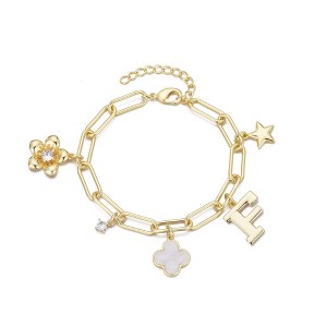 Adornia 14k Yellow Gold Plated Initial Chunky Charm Bracelet - 1 of 1