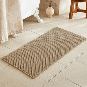 BAGOKIE Waffle Non-Slip Bath Mat Super Absorbent & Quick Dry Bathroom Rug - 1 of 4
