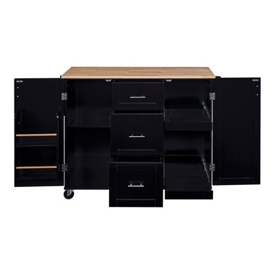NicBex 50Inch Rolling Kitchen Island with 3 Drawer,2 Slide-Out Shelf and Internal Storage Rack