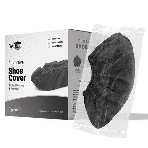 WeCare Black Disposable Shoe Covers, Non Slip, for Indoors, Outdoors, Repair Work, Realtors - 50 Individually Wrapped Pairs - 1 of 4