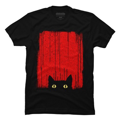 Men's Design By Humans Black Cat By clingcling T-Shirt