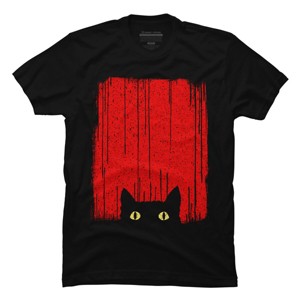 Men's Design By Humans Black Cat By clingcling T-Shirt - 1 of 4