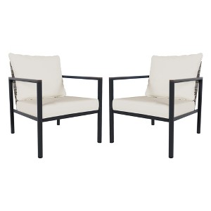 YARDSIGHT 2 Pieces Modern Comfortable Outdoor Chair -Galvanized Steel Frame & Woven Rattan Design, Stylish Seating for Living Room, Patio, Balcony - 1 of 4