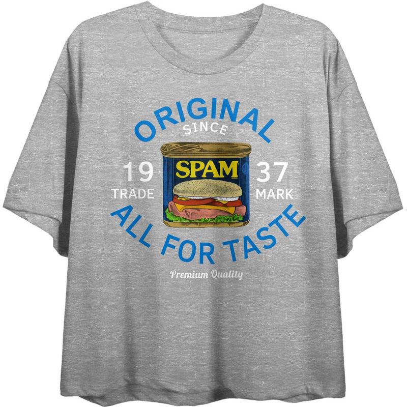 Spam Original All For Taste Women's Gray Heather Crop T-shirt, 1 of 3